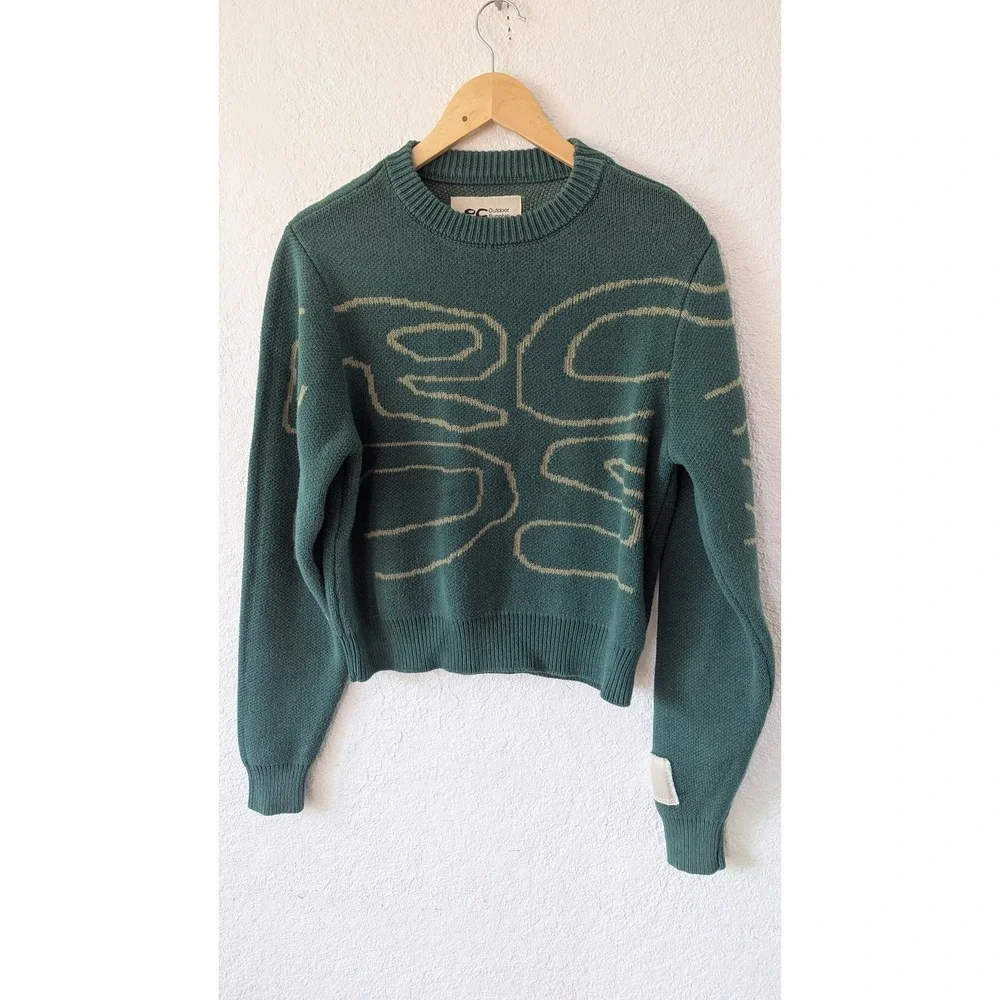 RC Outdoor Supply Forest Green Abstract Graphic Knit Crewneck Sweater XXS RCOS